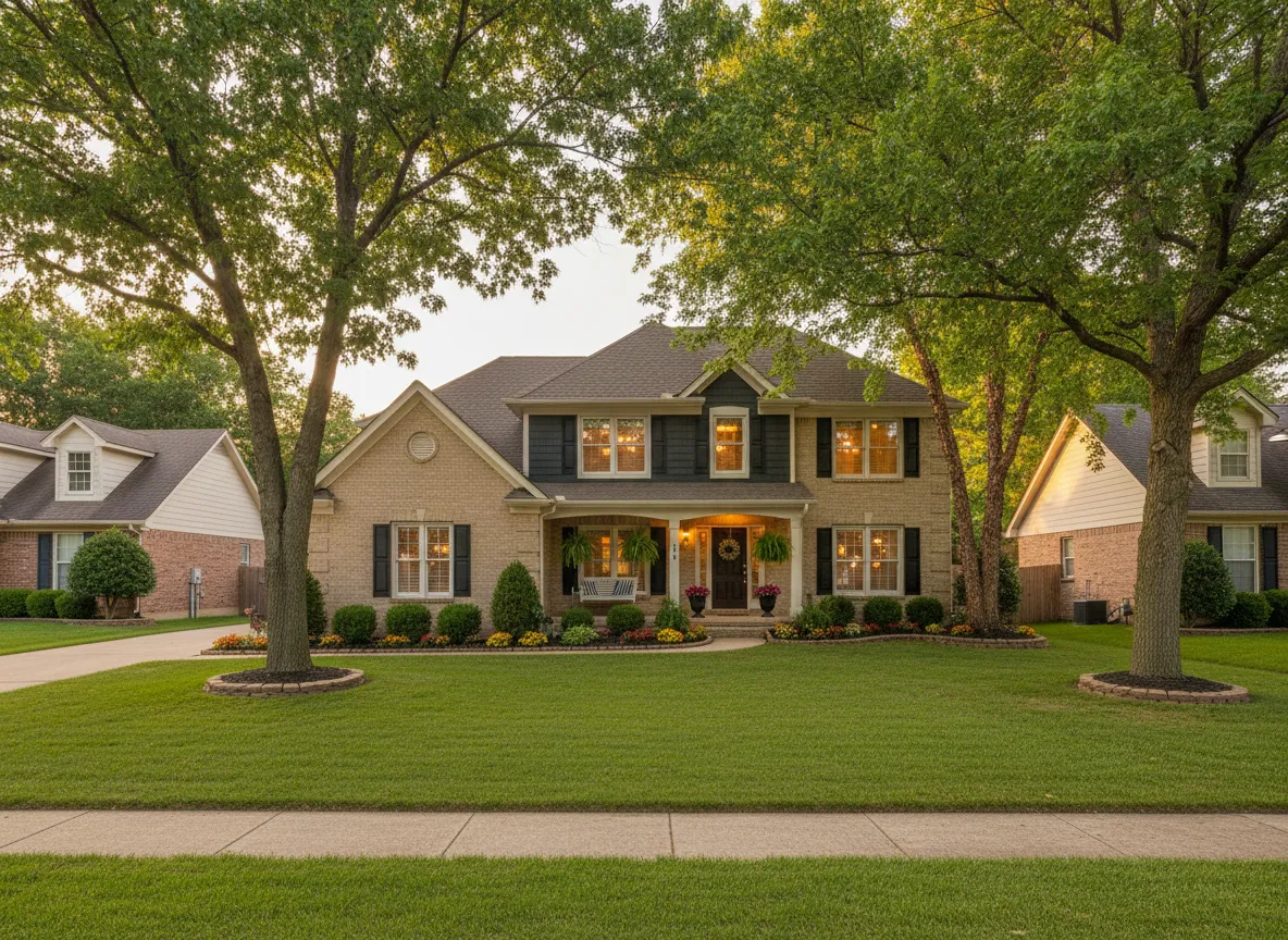 Suburban family home with yard